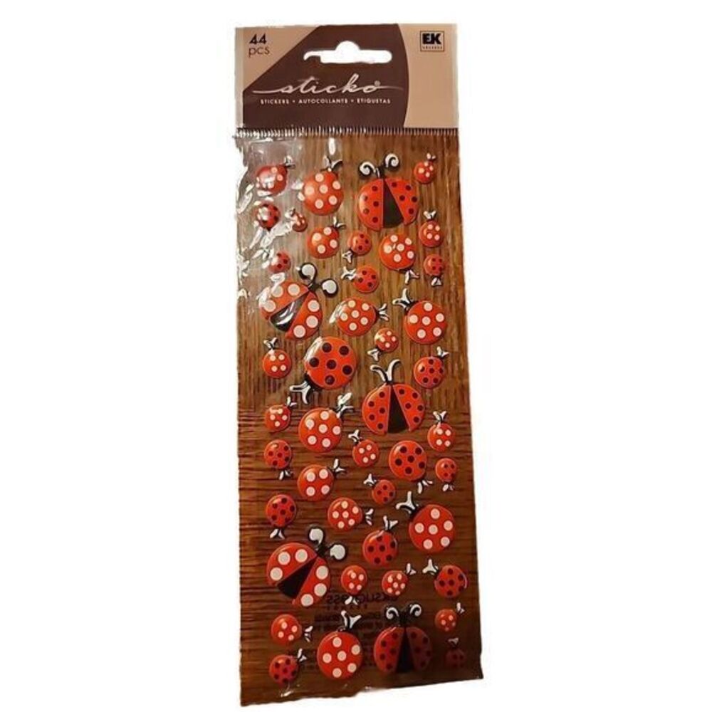 Crafts Stickers Sticko Puffy Ladybugs Small Large Black‎ White Dots Repeats